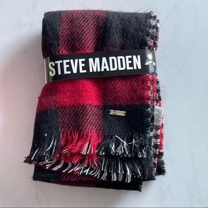 Steve Madden red and black checkered scarf